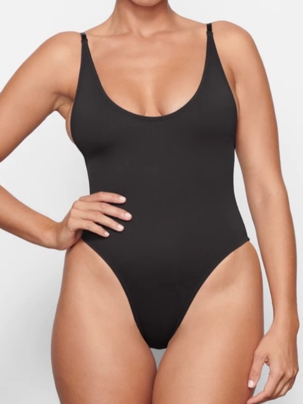 NWT Skims Recycled Swim Scoop Neck One piece Swimsuit Size Medium Black